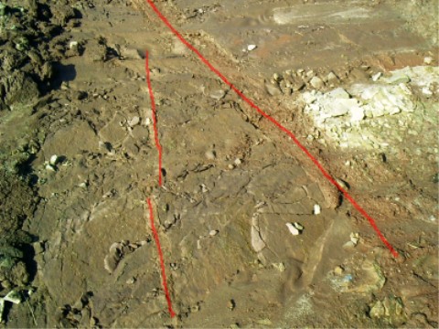 Störungen im liegenden roten Sandstein 