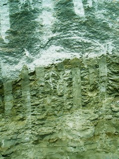 Der Übergang vom Sandstein zum Gips mit der dazwischen liegenden Mergelsteinlage