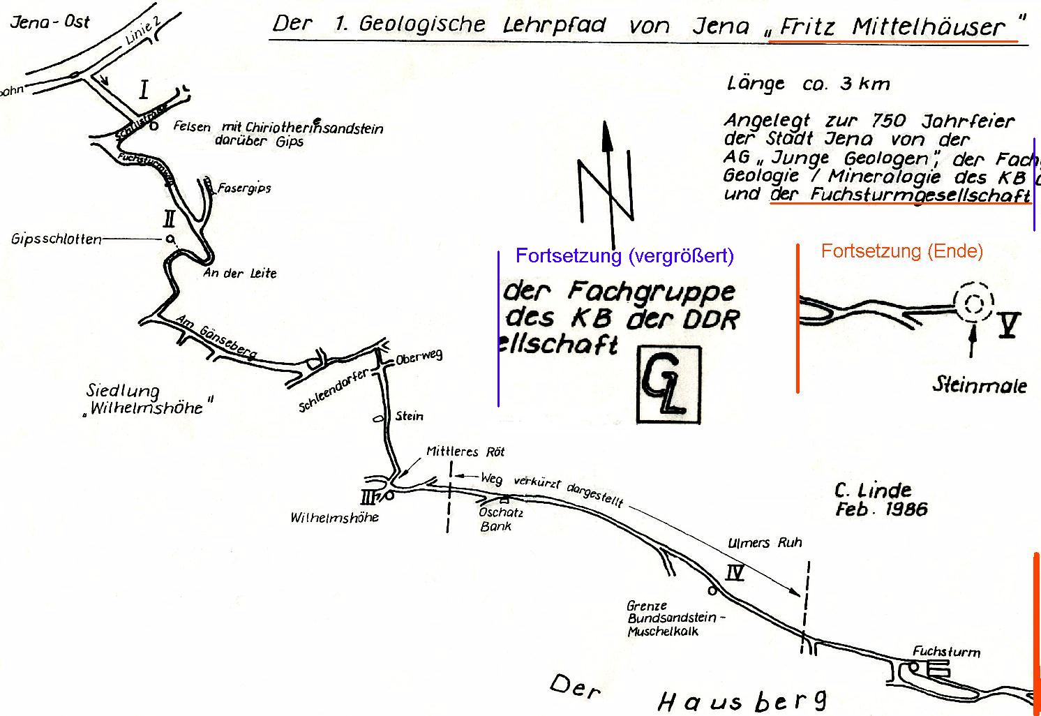 Bild 3 a: So sah der erste Verlaufsplan vom Februar 1986 aus. 