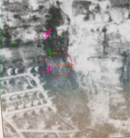 Luftbild des Gebietes im Brauckmannschen Grundstück, April 1945
